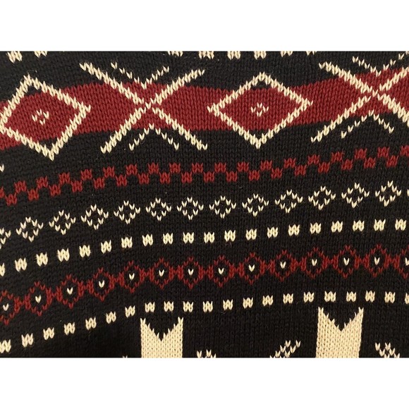 Mens Van Heusen Fair Isle Winter Christmas Sweater XL Black Red/White Crew Neck - Picture 10 of 11